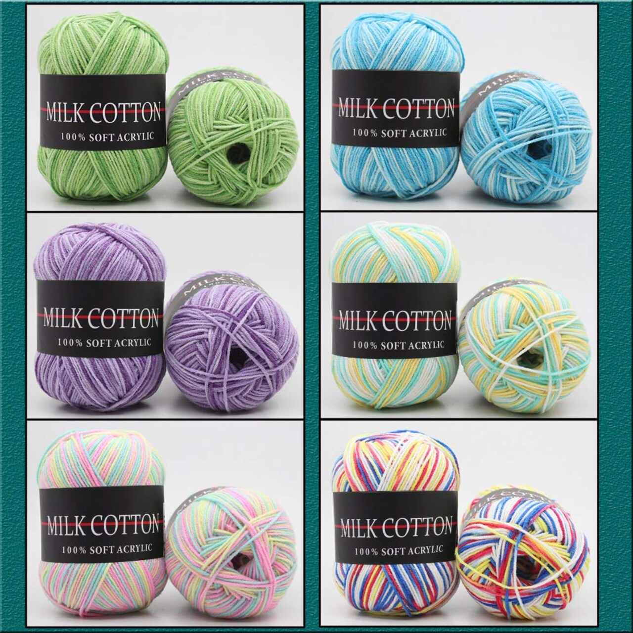 6 Pieces 300g Yarn Skeins Assorted Colors Crochet Yarn,Acrylic Yarn Skeins Includes 650 Yards,Acrylic Soft Yarn for Knitting Crochet and Crafts